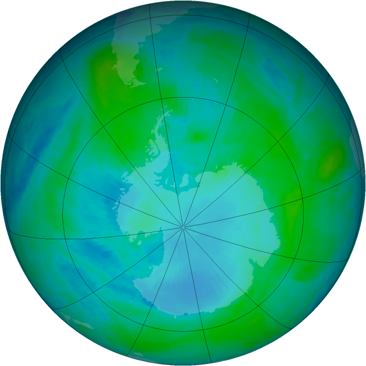 Antarctic ozone map for 30 January 2001